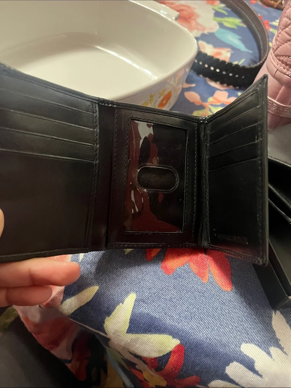 47 Maple Genuine Leather Men's Slim tri fold Wallet | Black Leather Wallet